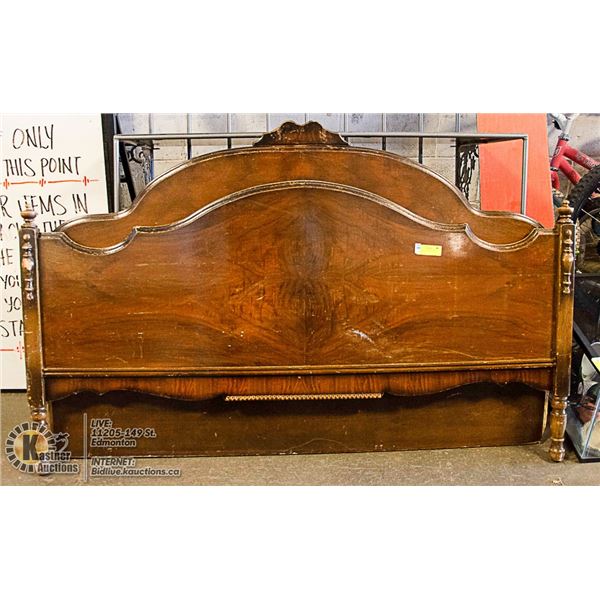 ANTIQUE WOOD HEAD & FOOT BOARD W 57"