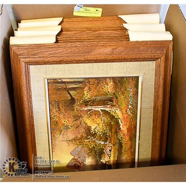 4 LANDSCAPE PAINTINGS 15" X 13"