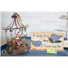 Image 1 : HANGING BIRD CAGE AND WOOD FRIENDSHIP PICTURE