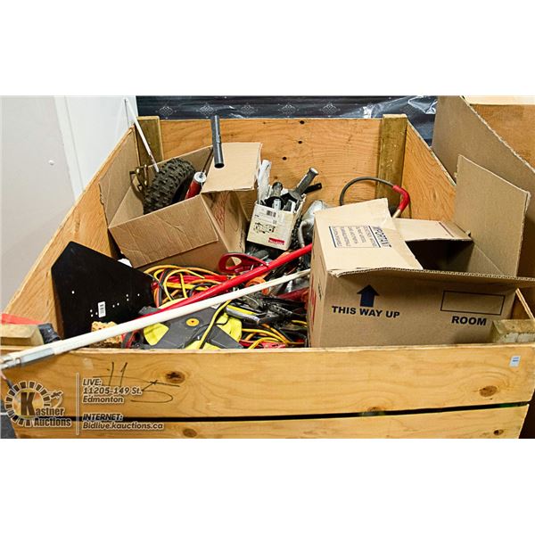 CRATE OF ASSORTED TOOLS. MUST BE REMOVED BY