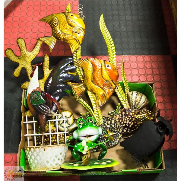 4 ASSORTED METAL GARDEN ORNAMENTS