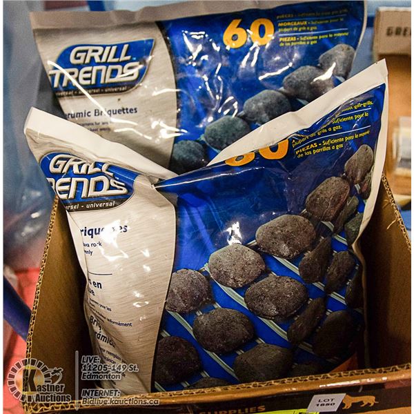 2 BAGS CERAMIC BBQ BRIQUETTES