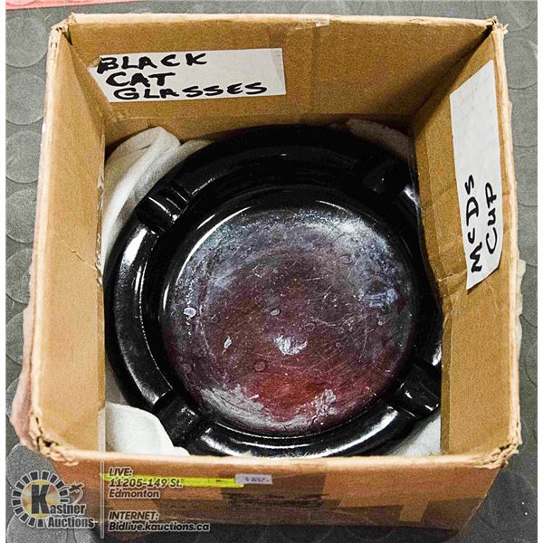 LOT OF 2 VINTAGE HEAVY GLASS ASHTRAYS 10"