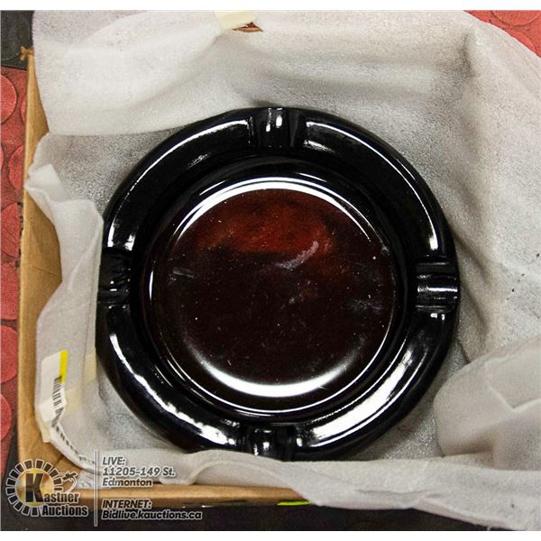 LOT OF 2 VINTAGE HEAVY GLASS ASHTRAY 10"