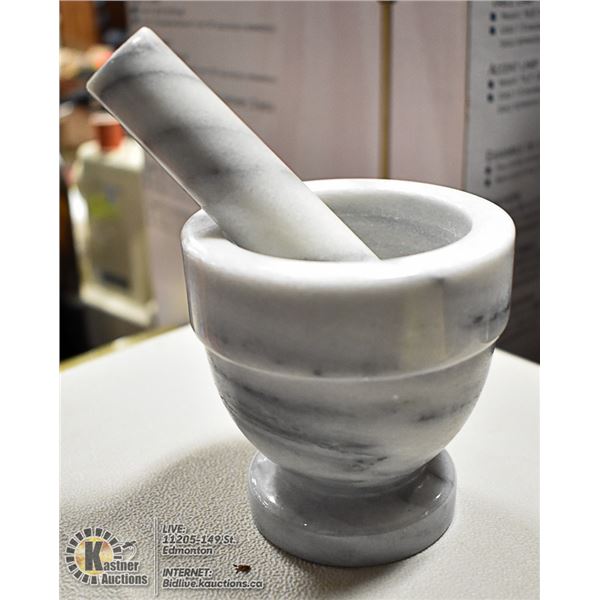 MARBLE MORTAR AND PESTLE