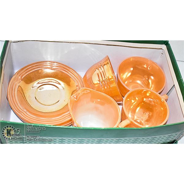 VINTAGE FIRE KING - CREAM, SUGAR, TEA CUPS AND