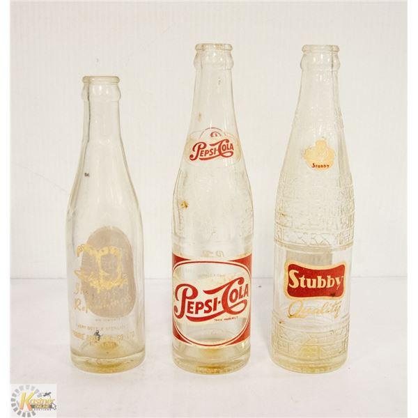 VINTAGE POP, BEER AND LIQUOR BOTTLES
