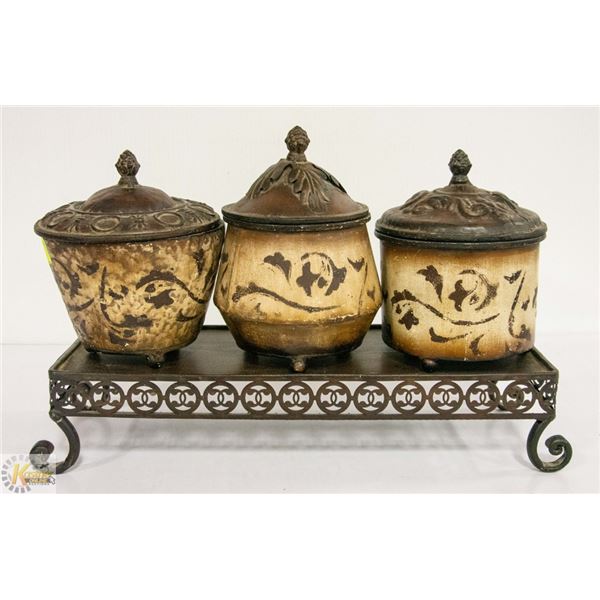 3 CANISTERS ON TRAY
