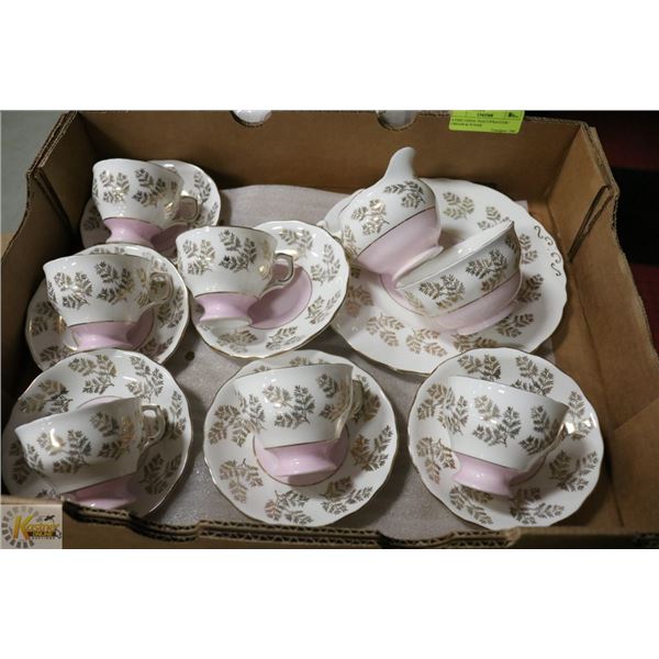 6 FINE CHINA TEACUP/SAUCER/ CREAM & SUGAR