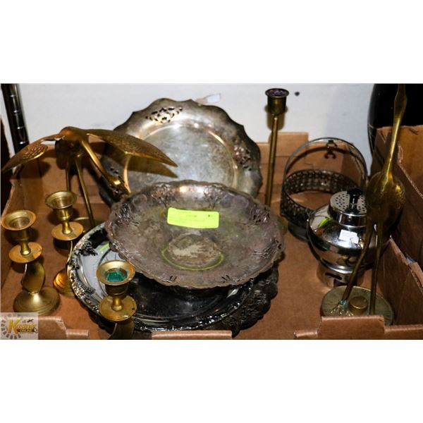 HEAVY BRASS CRANES AND SILVERWARE