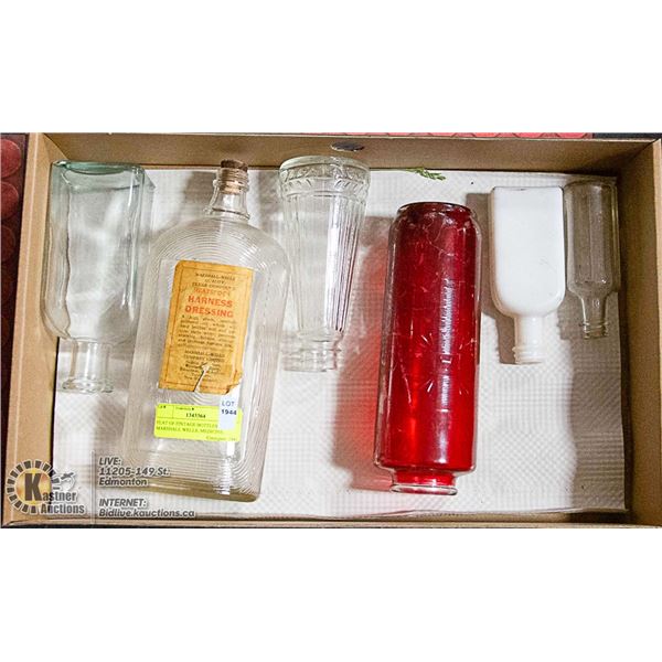 FLAT OF VINTAGE BOTTLES MARSHALL WELLS, MEDICINE,