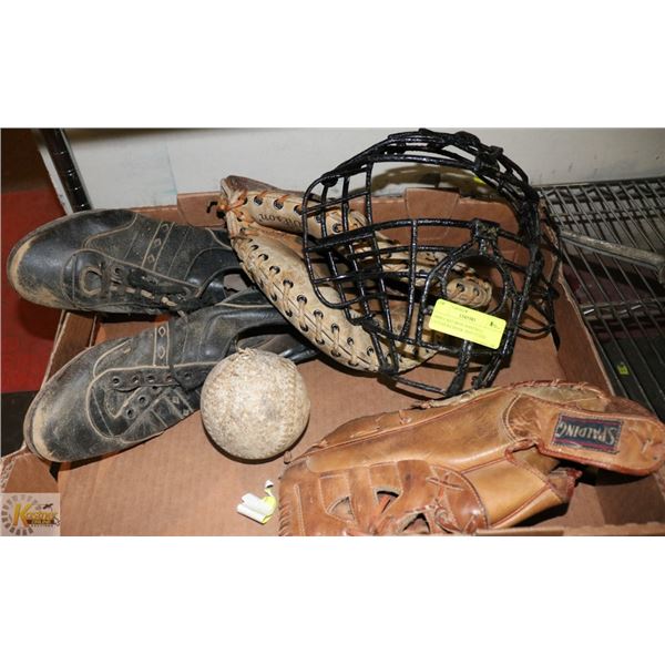 1960S CAST IRON BASEBALL CATCHERS MASK AND OTHER