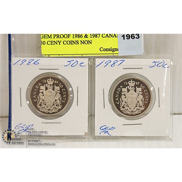 GEM PROOF 1986 & 1987 CANADIAN 50 CENT COINS NON