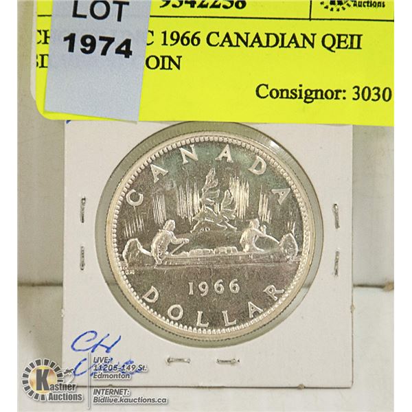 CHOICE UNC 1966 CANADIAN QEII SILVER $1 COIN