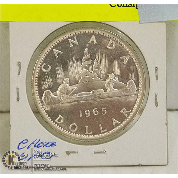CHOICE UNC 1965 CANADIAN QEII SILVER $1 COIN