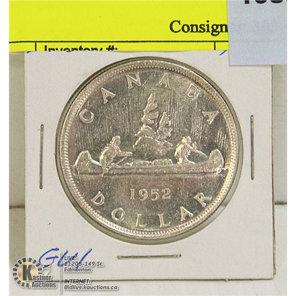 1952 CANADIAN GVI SILVER $1 COIN