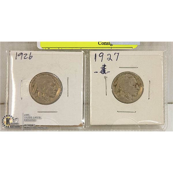 1926 & 27 USA BUFFALO NICKELS