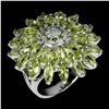 Image 2 : Natural Peridot &  Chrome Diopside Ring