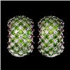Image 1 : Natural  Chrome Diopside & Rhodolite Garnet Earrings