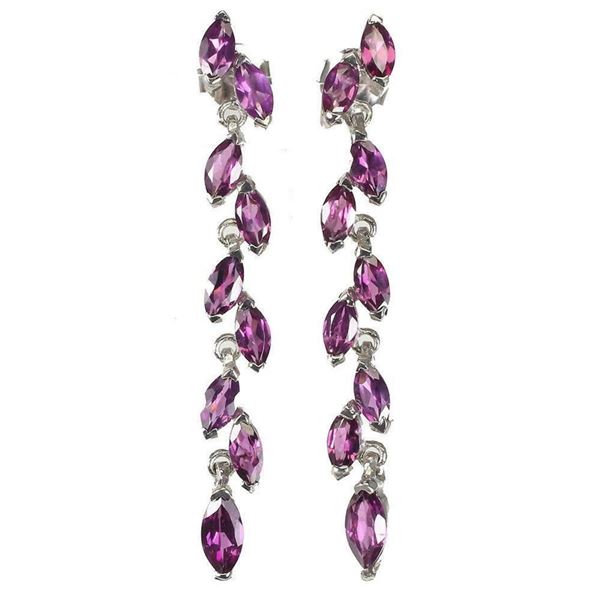 Natural Unheated Marquise Rhodolite Garnet Earrings