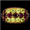 Image 1 : Natural Rhodolite Garnet & Peridot Ring