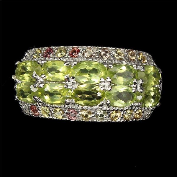 Natural  Peridot & Sapphire Ring
