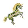 Image 1 : Natural Ch-Diopside Rhodolite Tanzanite Unicorn Brooch