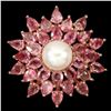 Image 2 : Natural  Padparadscha Tourmaline & Pearl Ring