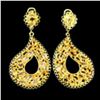Image 1 : Natural 6x4mm Top Yellow Citrine Black Spinel Earrings