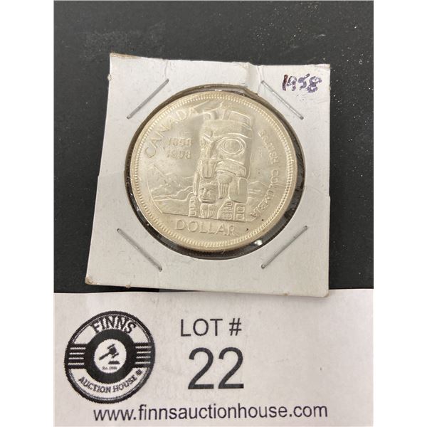 Beautiful Canadian 1958 Silver Dollar in Holder