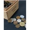 Image 2 : Small Wooden Cigar Box with World Coins.