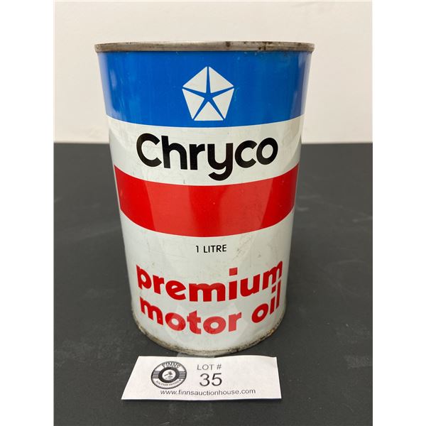 Chryco Premium Motor Oil Tin. 1 Litre Full