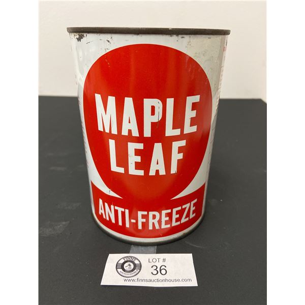 1940's Maple Leaf Antifreeze Tin. 1 Imperial Qt Full