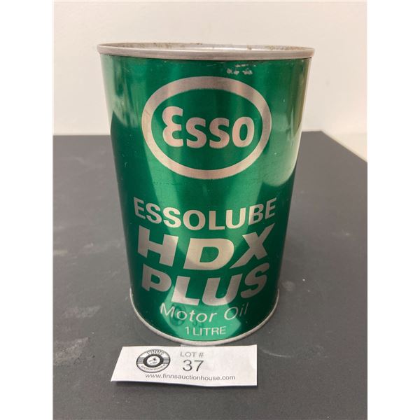 Vintage Esso Essolube HDX Plus Motor Oil Tin. 1 Litre Full