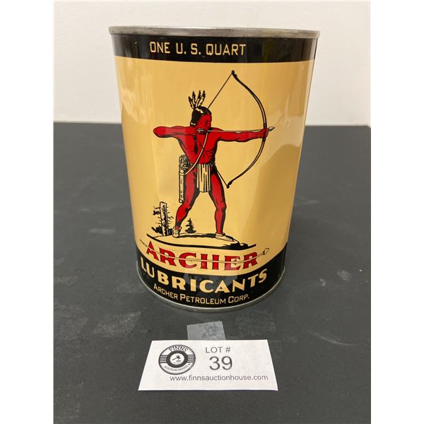 Archer Lubricants 1940's Tin 1 Qt Full