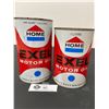 Image 1 : 2 Home Excel Motor Oil Tins. 1 Qt and 1 Litre Cans Full