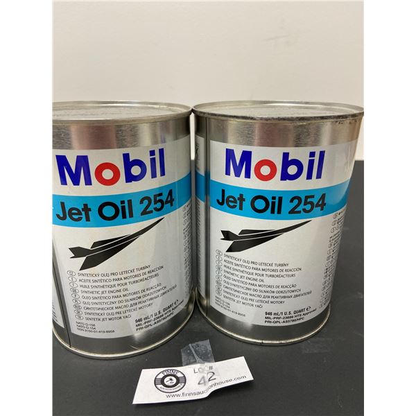 2 Mobil Jet Oil 254 Tins One qt Full