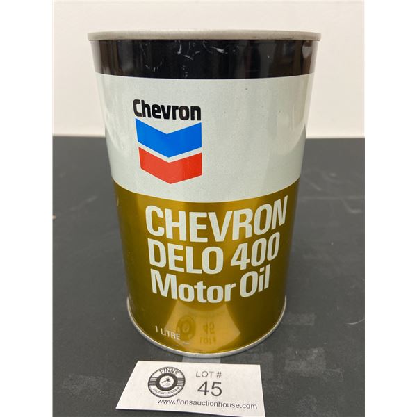 Cheveron Delo 400 Motor Oil Tin. 1 Litre Full