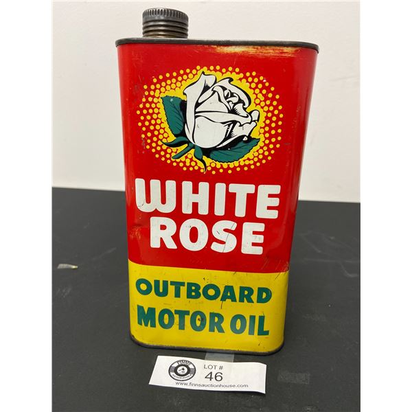 White Rose Outboard Motor oil Tin, 1 Imperial Qt lBeautiful Colours. Empty