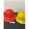 Image 1 : 2 Vintage Plastic Tonka Hats, Fire Hat and Costruction Hard Hat