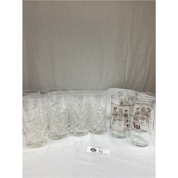 Nice Lot of 8 Crystal Glasses and 4 Pepsi Glasses