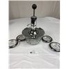 Image 1 : Mid Century Modern Chrome & Glass Beverage Dispenser & Silverplate Coaster Set