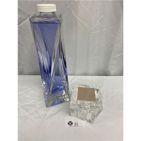 Beautiful Hypmose Perfume Glass Fracticel Stoe Display with Acrylic Top. 30oz 17  Tall