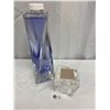 Image 1 : Beautiful Hypmose Perfume Glass Fracticel Stoe Display with Acrylic Top. 30oz 17" Tall