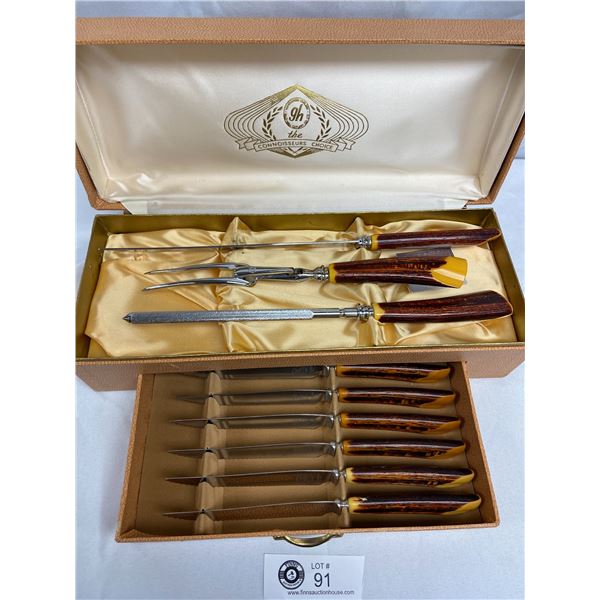 Vintage Glo-Hill Carving & Steak Knife Set in Original Box