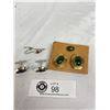 Image 2 : Vintage Men's Jade and Black Alaska Diamond Cufflinks & Tie Clip Sets