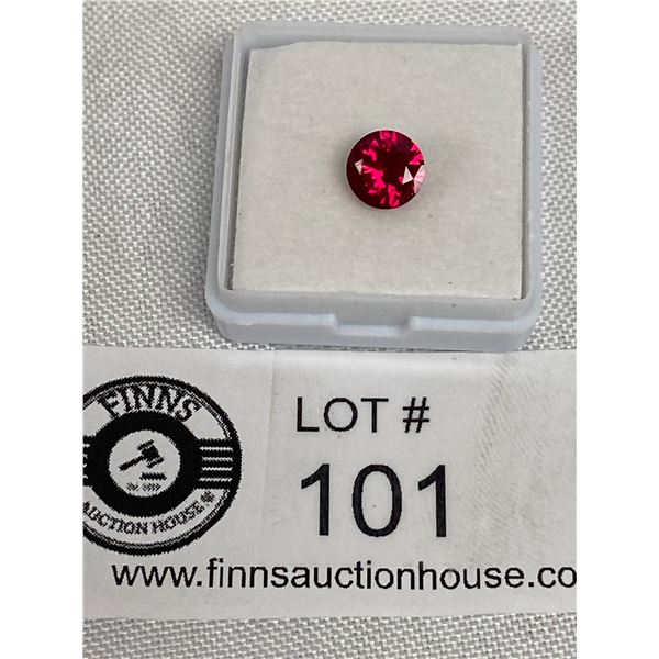 Pigeon Blood Ruby 1.55 ct 7x4.20mm Brilliant Cut Round. Lab Created