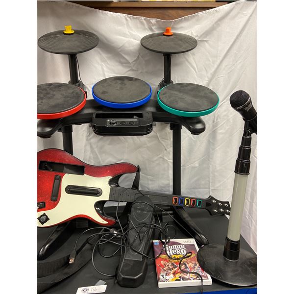 Guitar Hero Set with Drums, Microphone, Guitar with WII Guitar Hero Game