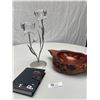 Image 1 : Nice Home Décor Lot, Burl Bowl, Flower Candle Holder and Emily's Nightmare Journal