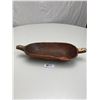 Image 1 : Vintage 18"W Hand Scraped Bowl with Inlaid Handles